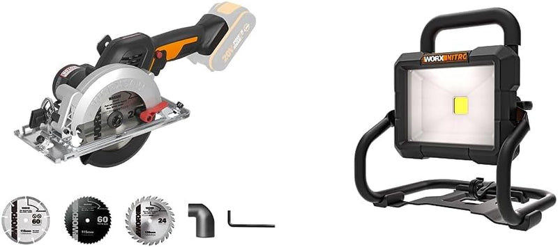 WORX NITRO WX531.9 Akku Kreissäge 20V – Leistungsstarke Bürstenlose Kreissäge & WX026.9 NITRO LED Ak