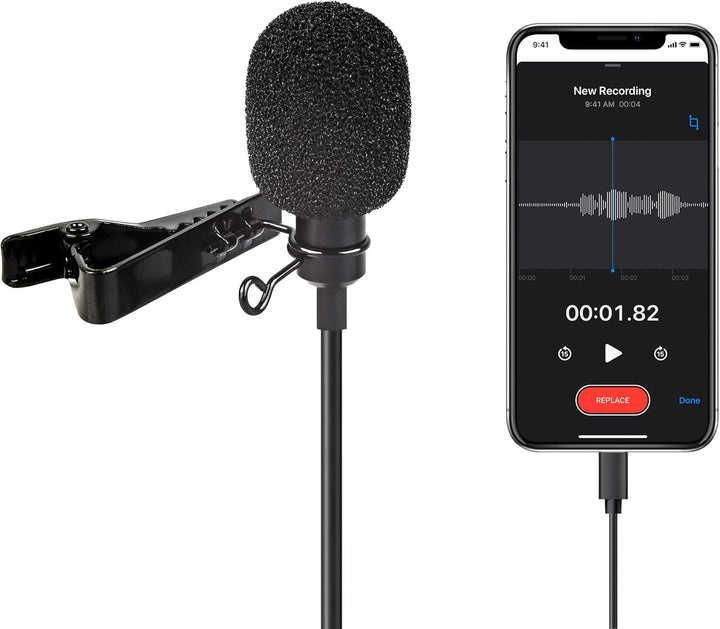 ayex Lavalier Mikrofon Kompatibel mit iPhone Kompatibel mit iPad Windschutz und Klemme perfekt für I