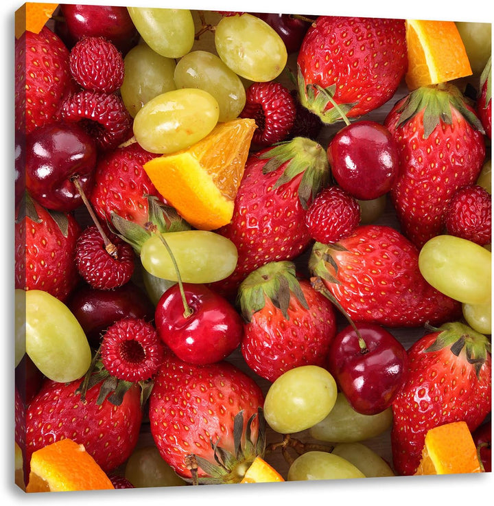 Pixxprint Leckere Früchte, Format: 70x70 auf Leinwand, XXL riesige Bilder fertig gerahmt mit Keilrah