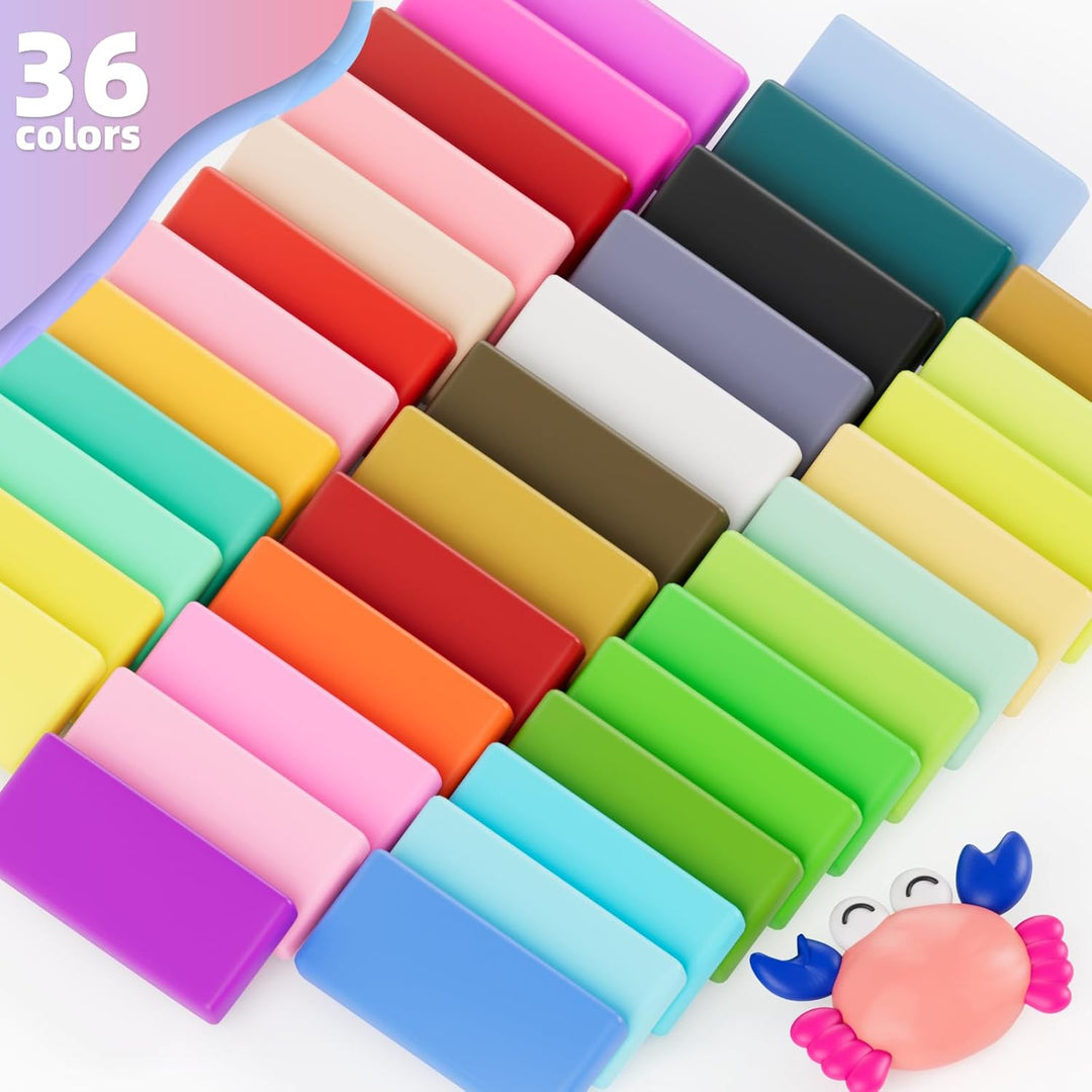 iFergoo Polymer Clay 36 Farben Knete Soft Set, Nontoxic DIY Oven Bake Modellierung Ton Kit mit 5 Mod