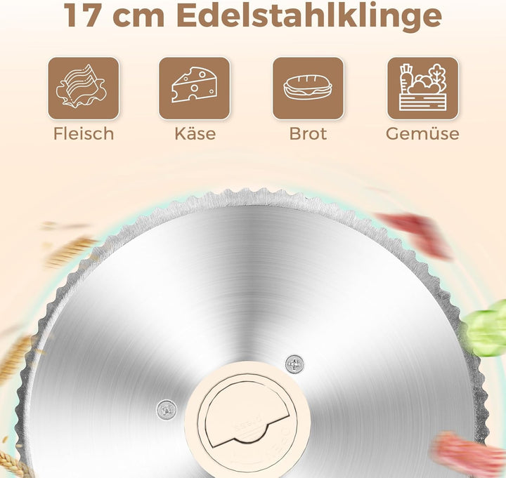 YASHE Elektrischer Faltbarer Allesschneider, 180W Brotschneidemaschine Mit 17 Cm Wellenschliffklinge