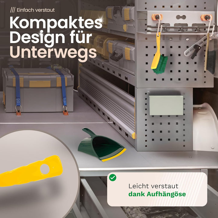 Novaliv Kehrgarnitur Jumbo Krallengarnitur 2-TLG Set Kunststoff Grün Gelb Gebogene Borsten Kehrset K
