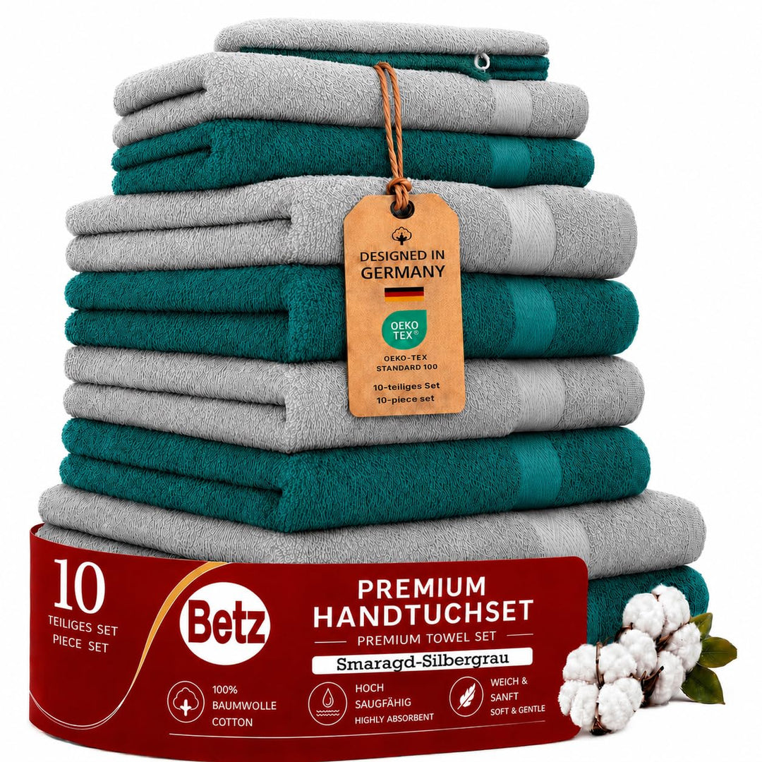 Betz 10-TLG. Handtuch-Set Premium 100% Baumwolle 2 Duschtücher 4 Handtücher 2 Gästetücher 2 Waschhan