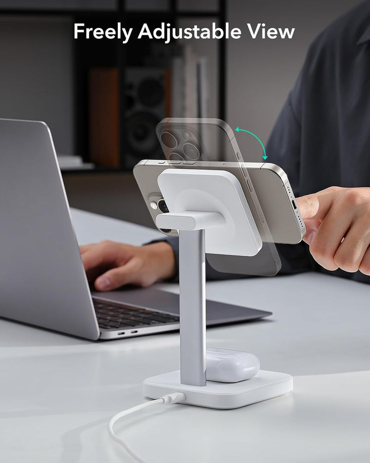 ESR 2 in 1 Ladestation Apple Watch und iPhone, Magsafe Ladestation für iPhone 17/16/15/14/13/12, App