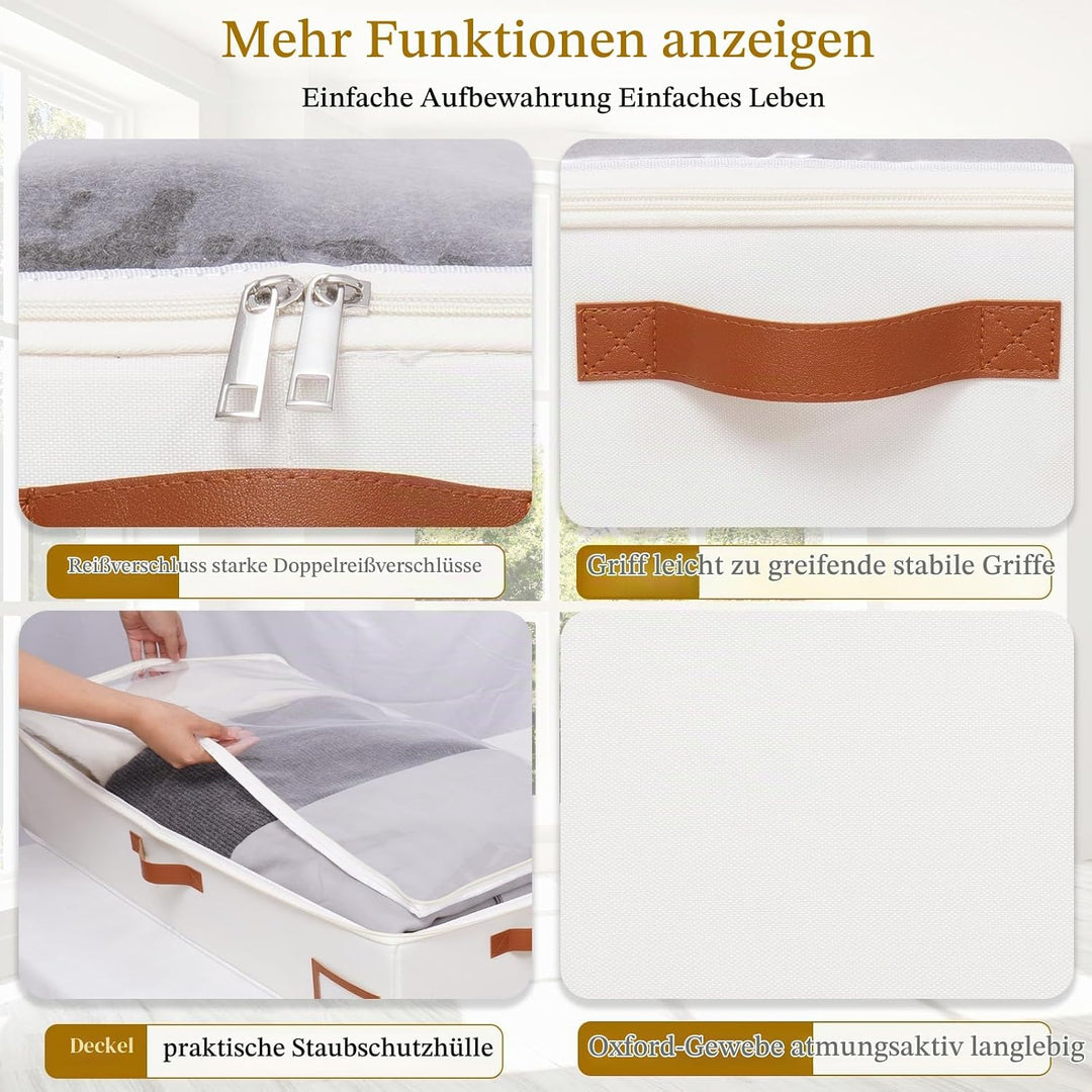 Yawinhe 2 Stück Unterbettkommode, Unterbett-Aufbewahrungstasche, Kleideraufbewahrung, Faltbare Aufbe