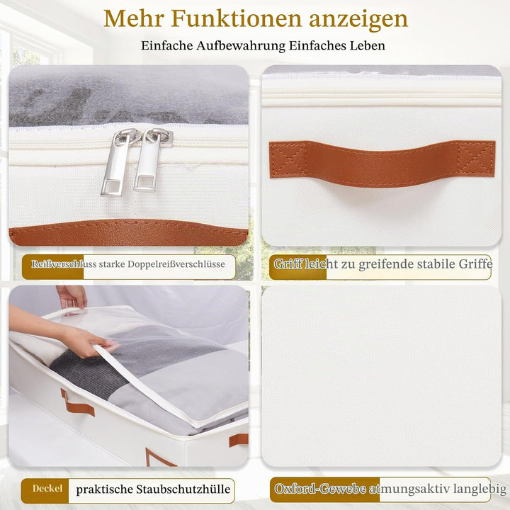 Yawinhe 2 Stück Unterbettkommode, Unterbett-Aufbewahrungstasche, Kleideraufbewahrung, Faltbare Aufbe
