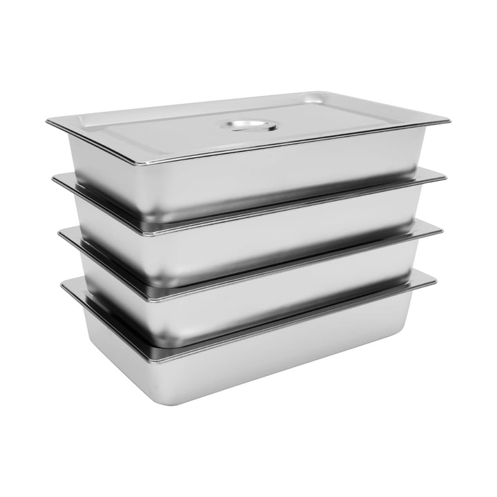 4 Stück Behälter Edelstahl Gastronormbehälter Frischhaltedose Chafing Dish Tief Stapelbar Stapelbare