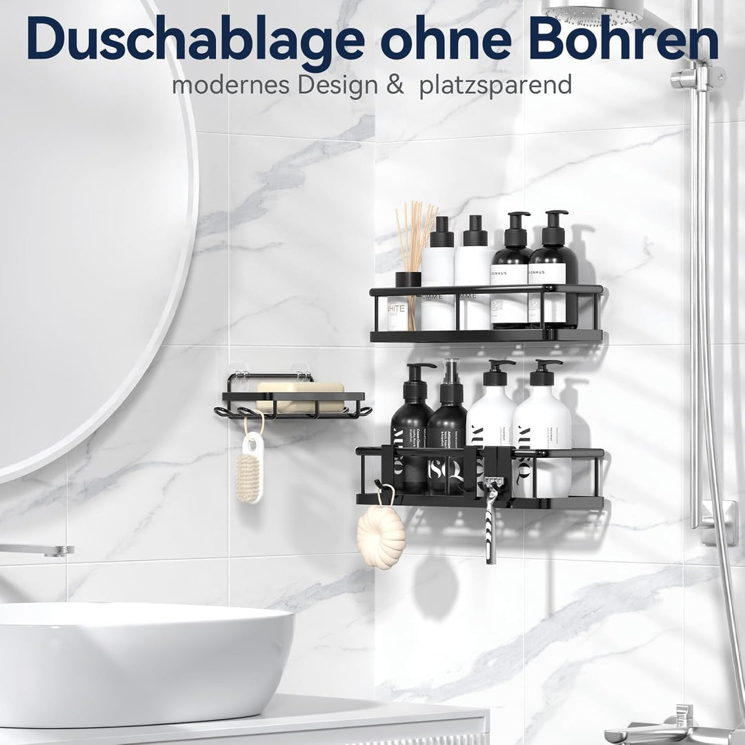YASONIC Duschablage ohne Bohren Badezimmer Organizer, Badregal Duschregal ohne Bohren, Duschhalterun