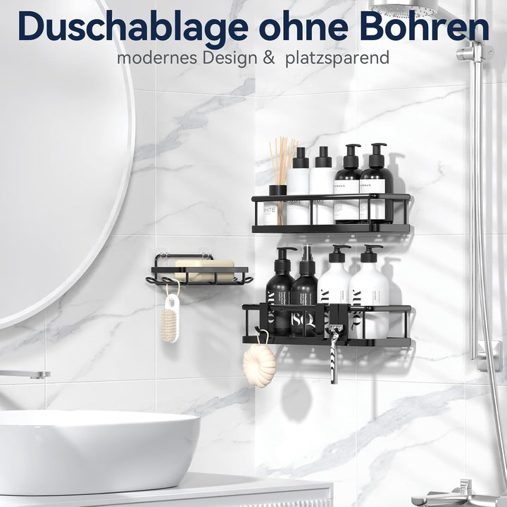 YASONIC Duschablage ohne Bohren Badezimmer Organizer, Badregal Duschregal ohne Bohren, Duschhalterun