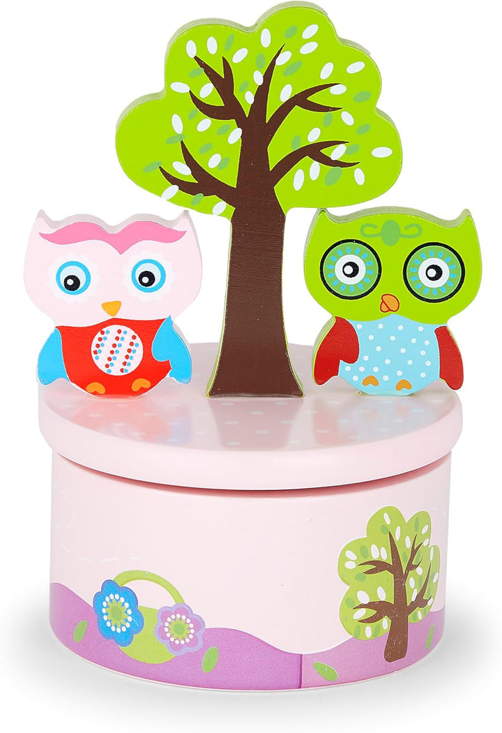 Mousehouse Gifts Spieluhr Holz Rosa Eule Geschenk für Baby oder Kinder Mädchen