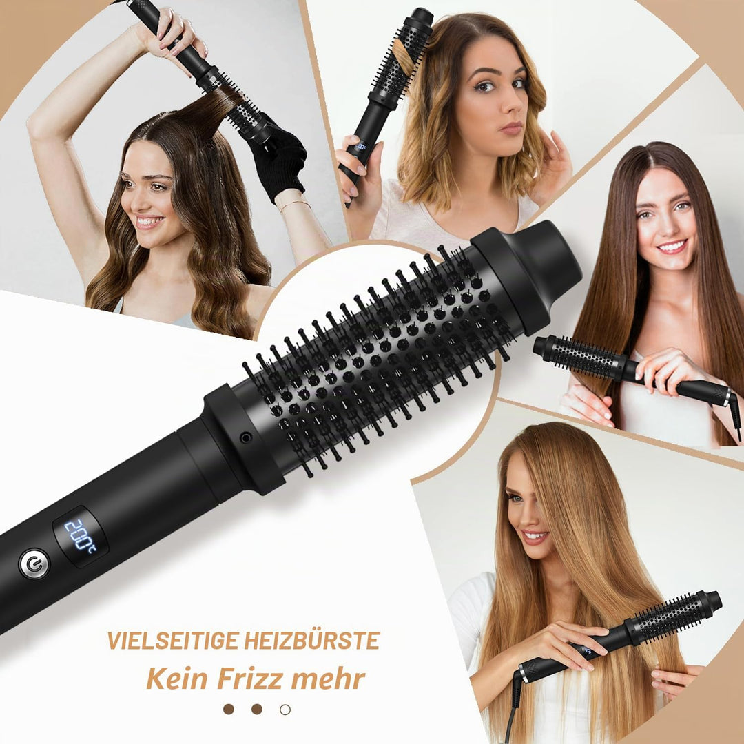 Thermal Brush 38mm, Wärmebürste mit 120–200°C LCD-Display, Lockenbürste Haarstyler Rundbürste, Verwe