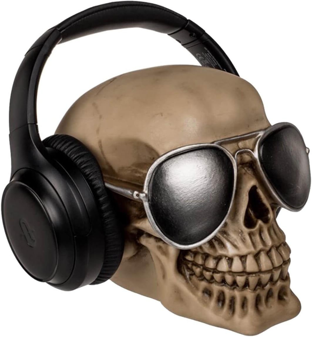 mtb more energy Deko XL Totenkopf Kopfhörerhalter ''Deadly Beats'' - 16x20x17 cm - Figur Dekoration