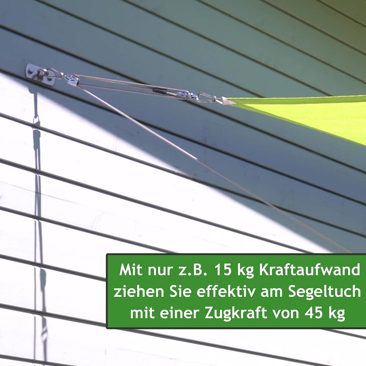 Pina DESIGN seit 1979 - Sonnensegel 3-Fach Flaschenzug Set - wandseitig, für Wandhalter/Profi Spanns