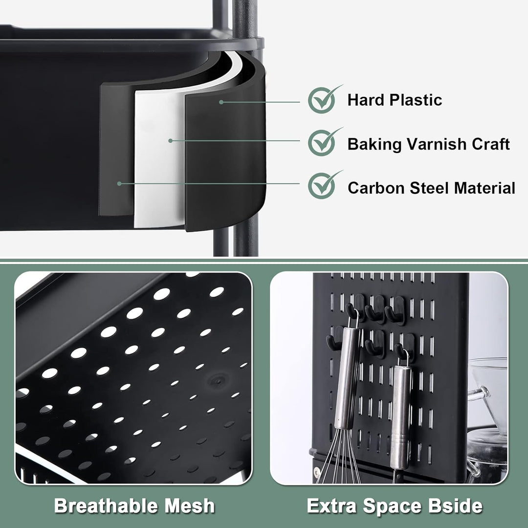 3-Tier Utility Rollwagen, Mobile Utility Aufbewahrungswagen mit DIY Dual Pegboards, Aufbewahrungsreg