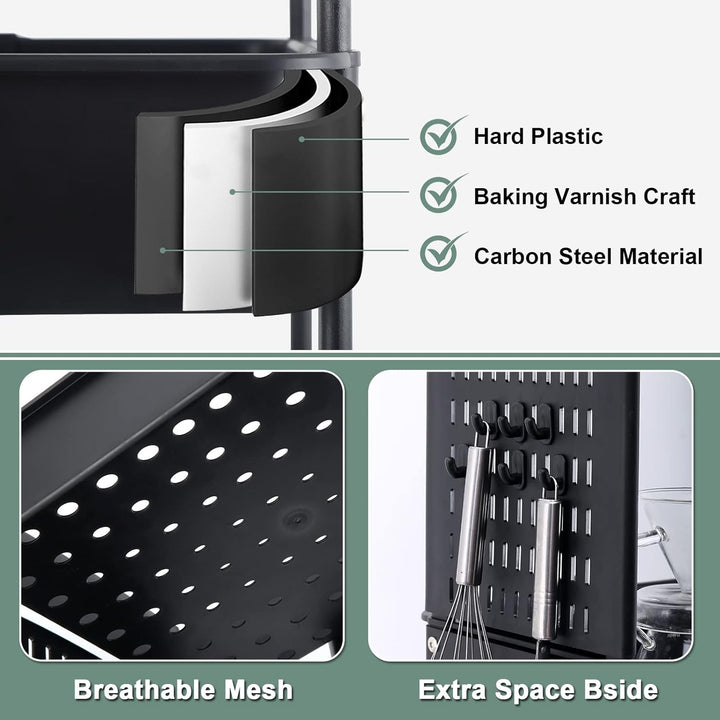 3-Tier Utility Rollwagen, Mobile Utility Aufbewahrungswagen mit DIY Dual Pegboards, Aufbewahrungsreg