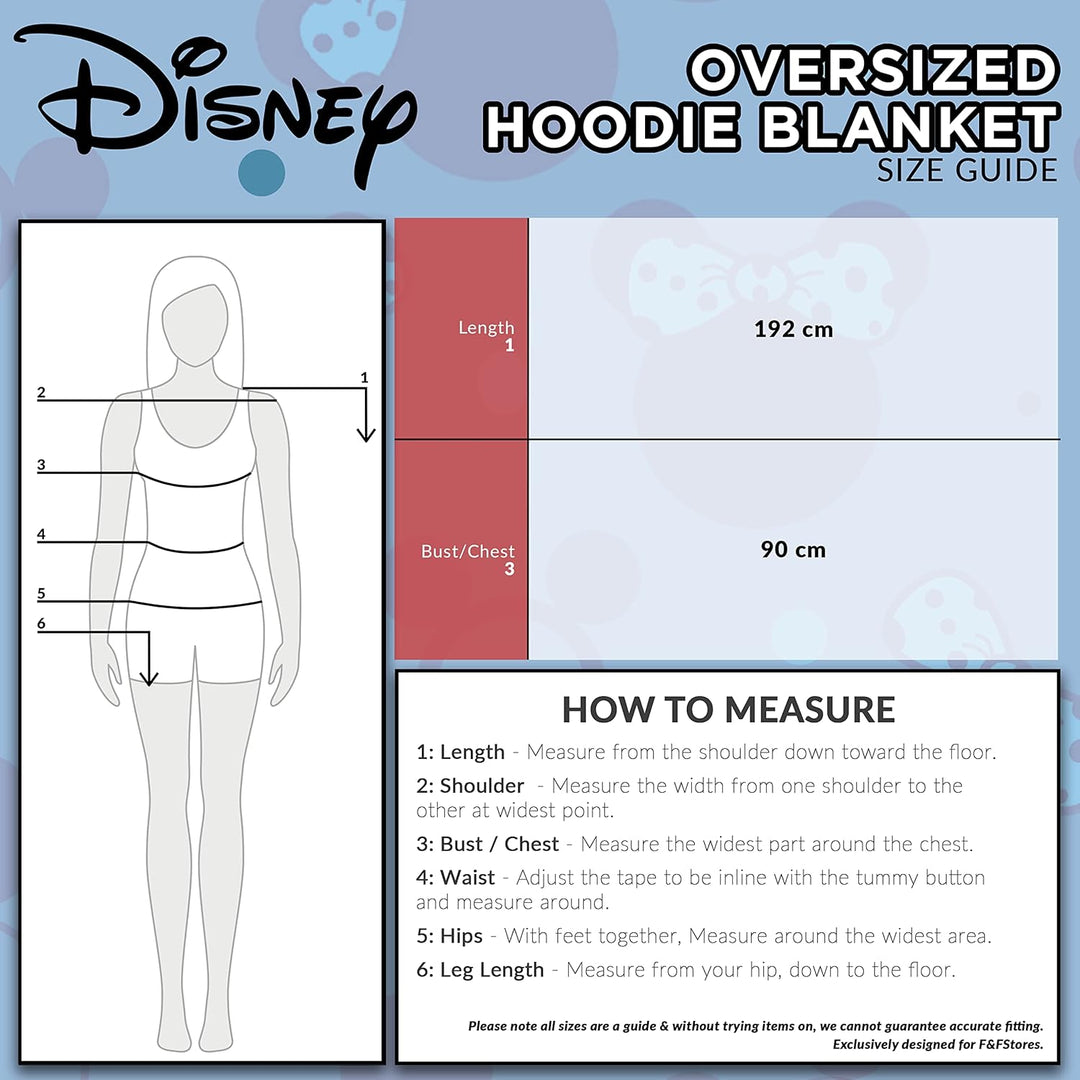 Disney Übergrosse Kapuzenpullover Damen Hoodie Decke Mädchen Teenager Herren Einheitsgrösse Schwarz,