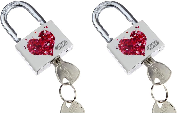 ABUS Vorhängeschloss T65AL/40 myLove - mit Herz-Motiv - individuell beschreibbar - Spindschloss - ma