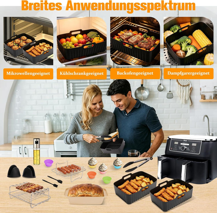 Airfryer Zubehör für Ninja Foodi Max Dual Zone AF500EU AF400EU AF400EUCP 7,6L-10,4L,25 Stück Airfrye