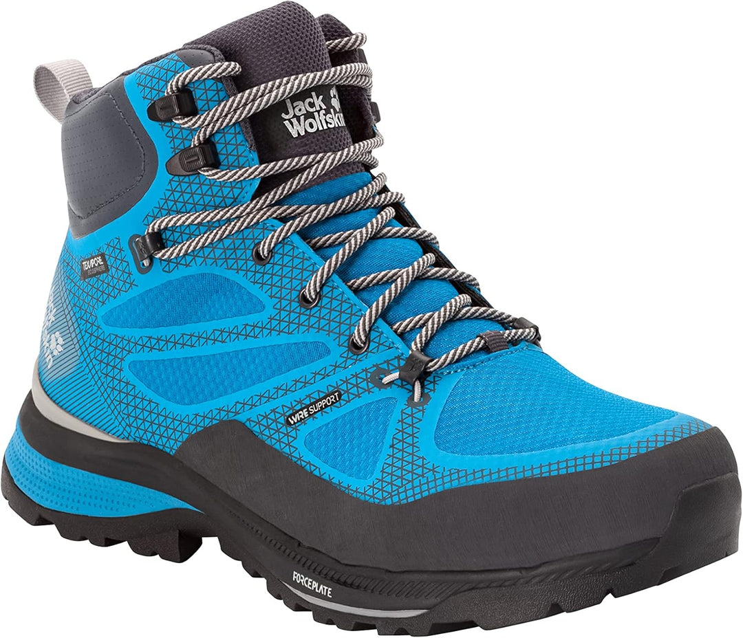 Jack Wolfskin Herren Force Striker Texapore Mid M Walking-Schuh 42.5 EU Blue Lime, 42.5 EU Blue Lime