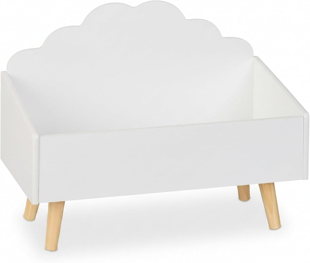Relaxdays Kindertruhe, Wolken-Design, HxBxT: 45x58x28 cm, MDF, für Bücher & Spielzeug, offene Spielz