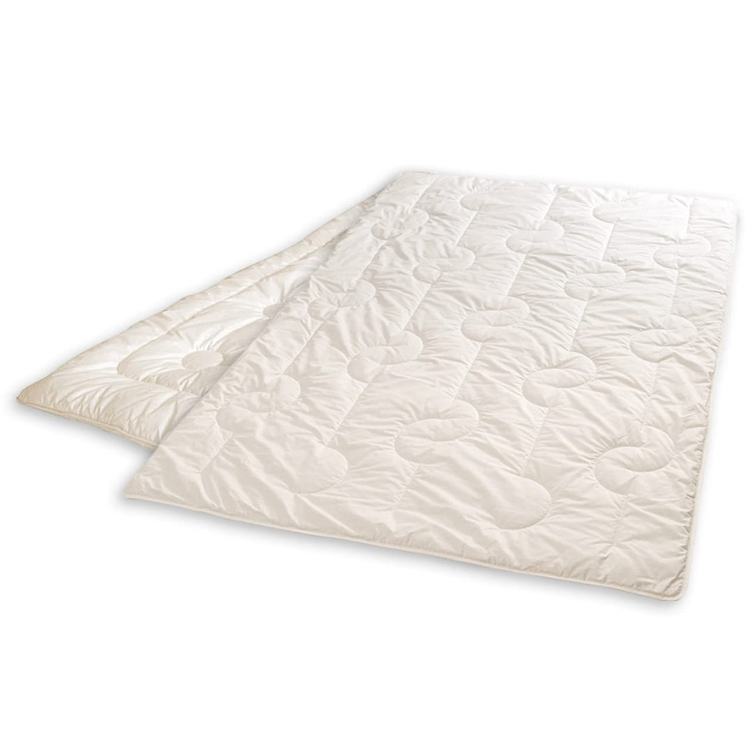 Öko Planet 4 Jahreszeiten Bettdecke mit Schafwoll-Füllung 200x220 cm, zweiteilig für Sommer Winter u