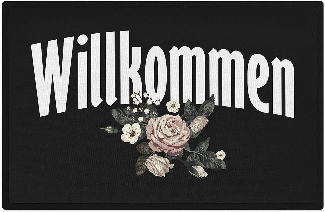 Trendation - Willkommen Fussmatte Grafik Schmutzfangmatte Geschenk Aussen Innenbereich 60x40 cm Wasc