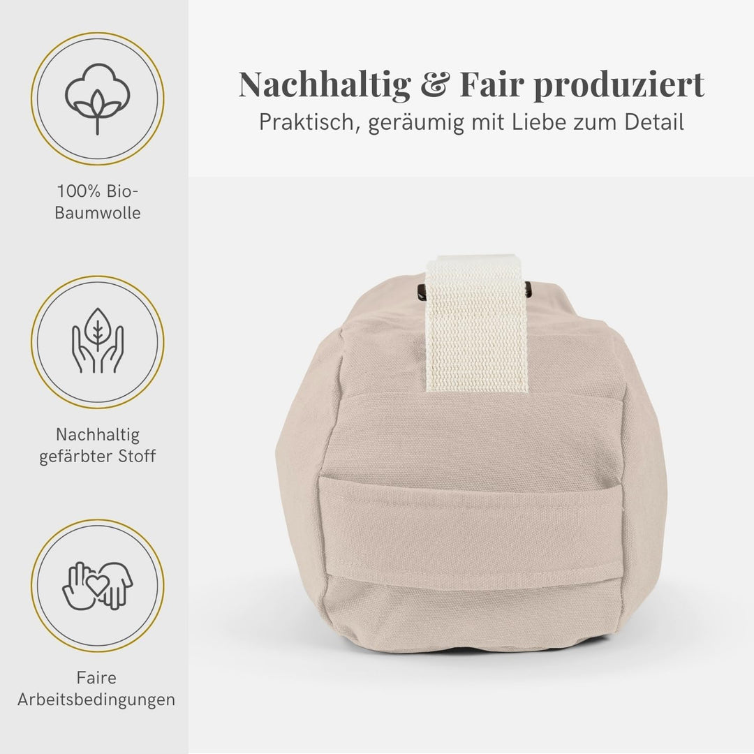 Lotuscrafts® Yogatasche PUNE aus Bio-Baumwolle, Fair &amp; Ökologisch, Ideale Yoga Tasche für Yogamatte