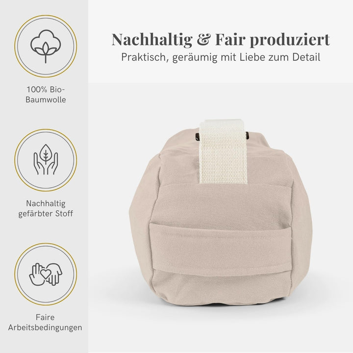 Lotuscrafts® Yogatasche PUNE aus Bio-Baumwolle, Fair &amp; Ökologisch, Ideale Yoga Tasche für Yogamatte