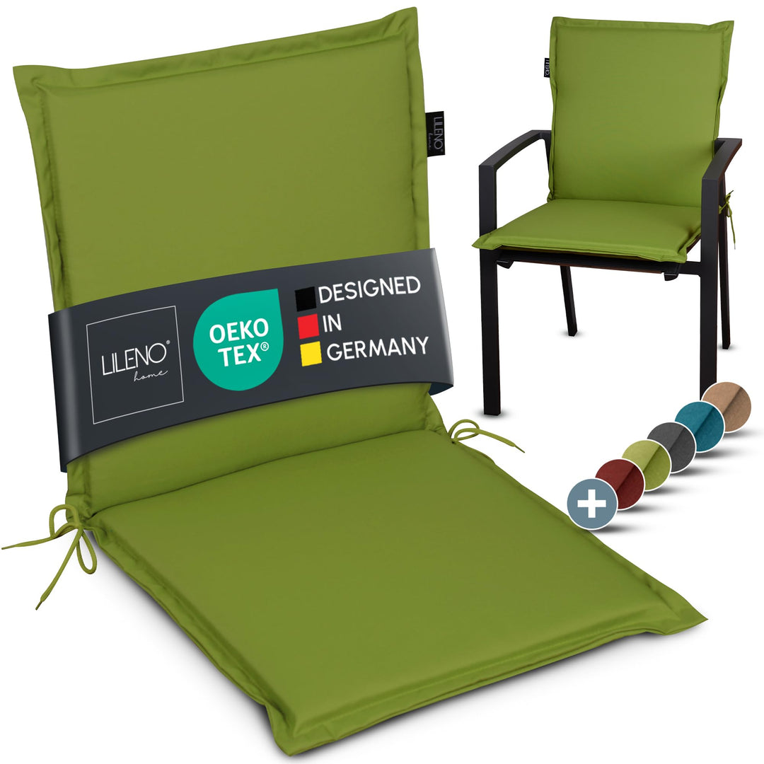 LILENO HOME Gartenstuhl Auflagen [1er Set - Niedriglehner] in Apfelgrün - Bequeme Liegen als Sitzauf