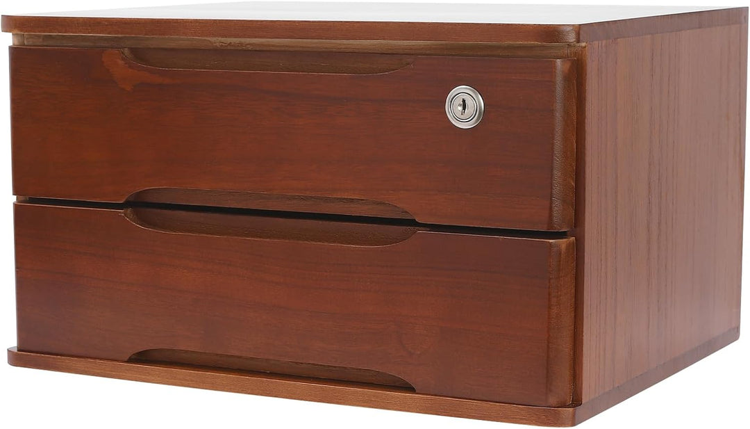 Schubladenbox Schreibtisch, Box Abschliessbar 5kg Tungholz Mit 5-Stufiger Organizer Schlüssel Anti-R
