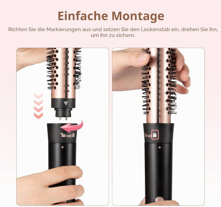Carehabi Lockenstab Set 5 in 1 Keramik - 9mm bis 32mm Welleneisen mit Verschiedenen Aufsätzen für Gr