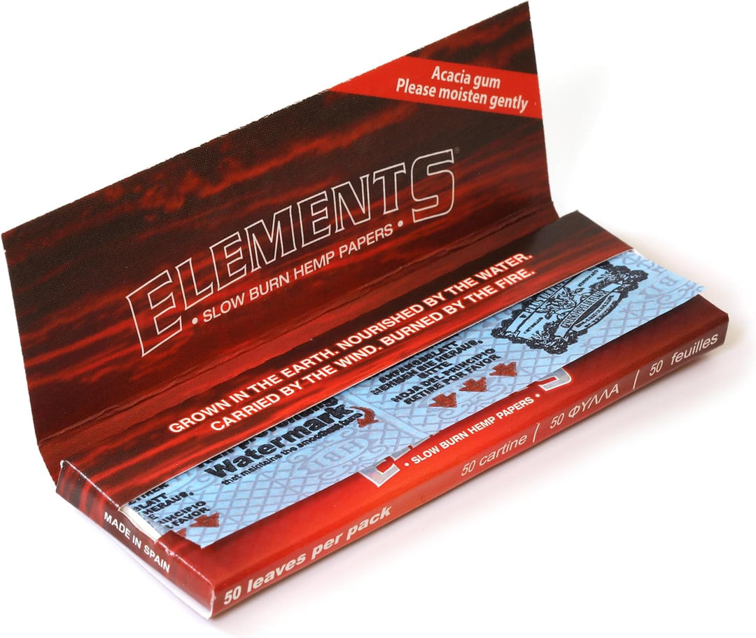 Elements Red 1 1/4 Medium Size Hanf Papers 1 Box (25 Heftchen)