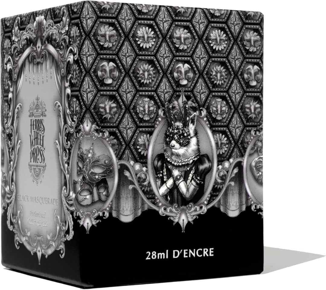 Ferris Wheel Press Calligraphy Ink | Black Masquerade with Silver Shimmer | 28ml Black 28 ml, Black