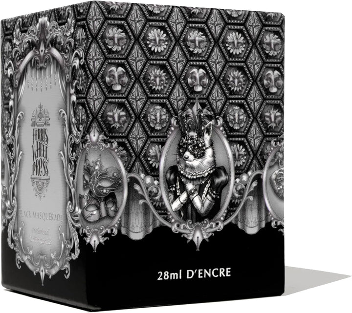 Ferris Wheel Press Calligraphy Ink | Black Masquerade with Silver Shimmer | 28ml Black 28 ml, Black