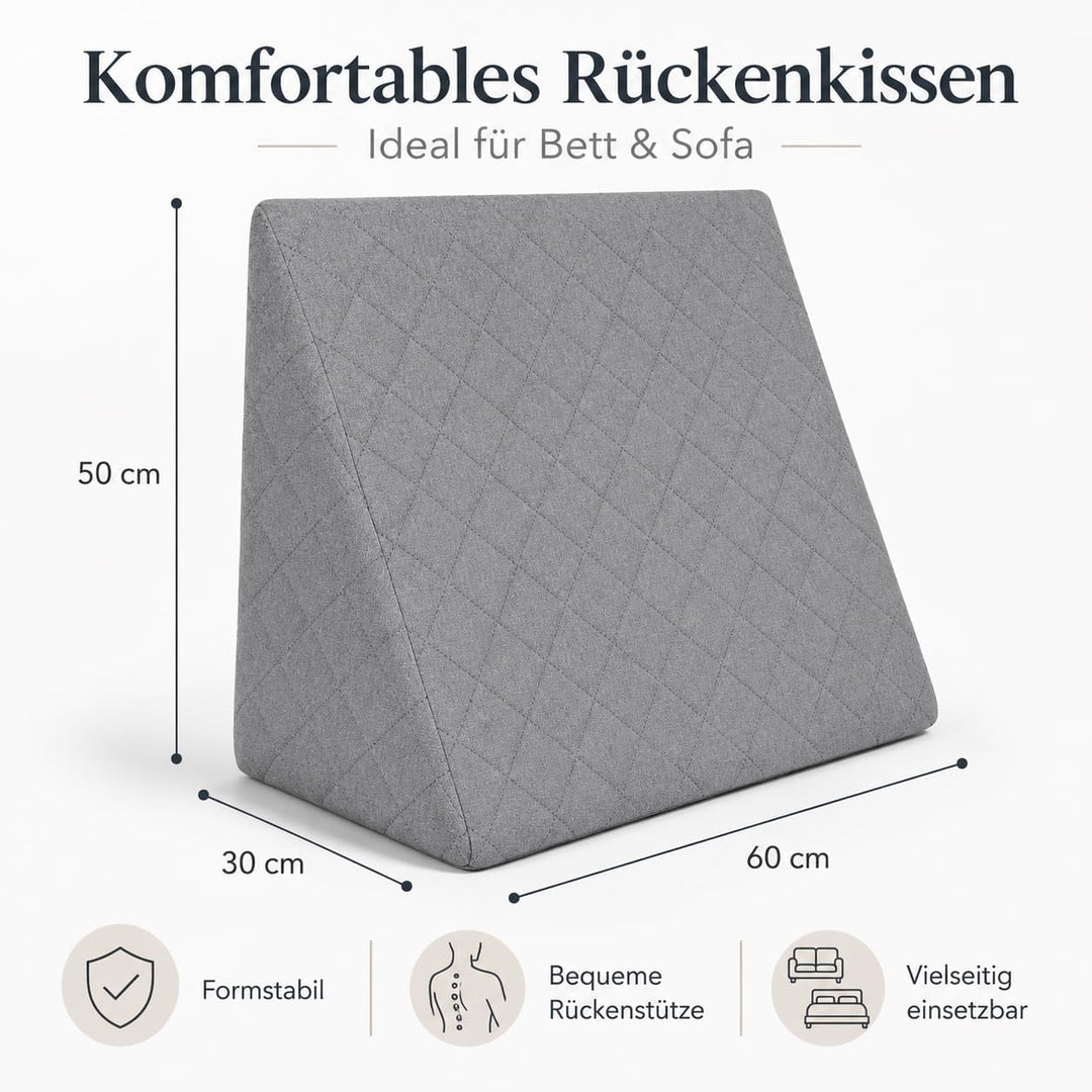 Sabeatex® Rückenkissen, Keilkissen für Couch und Sofa, Lesekissen für bequemes Sitzen. 5 Unifarben f