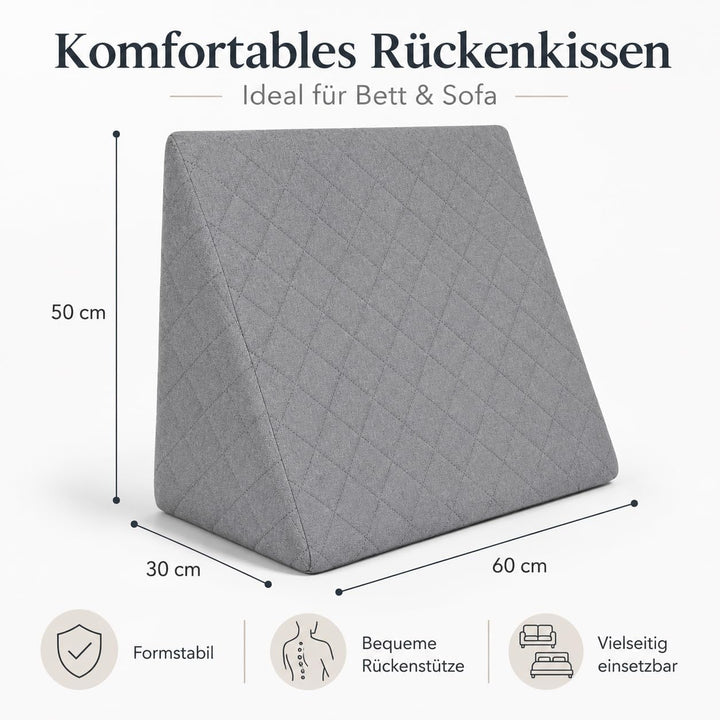 Sabeatex® Rückenkissen, Keilkissen für Couch und Sofa, Lesekissen für bequemes Sitzen. 5 Unifarben f