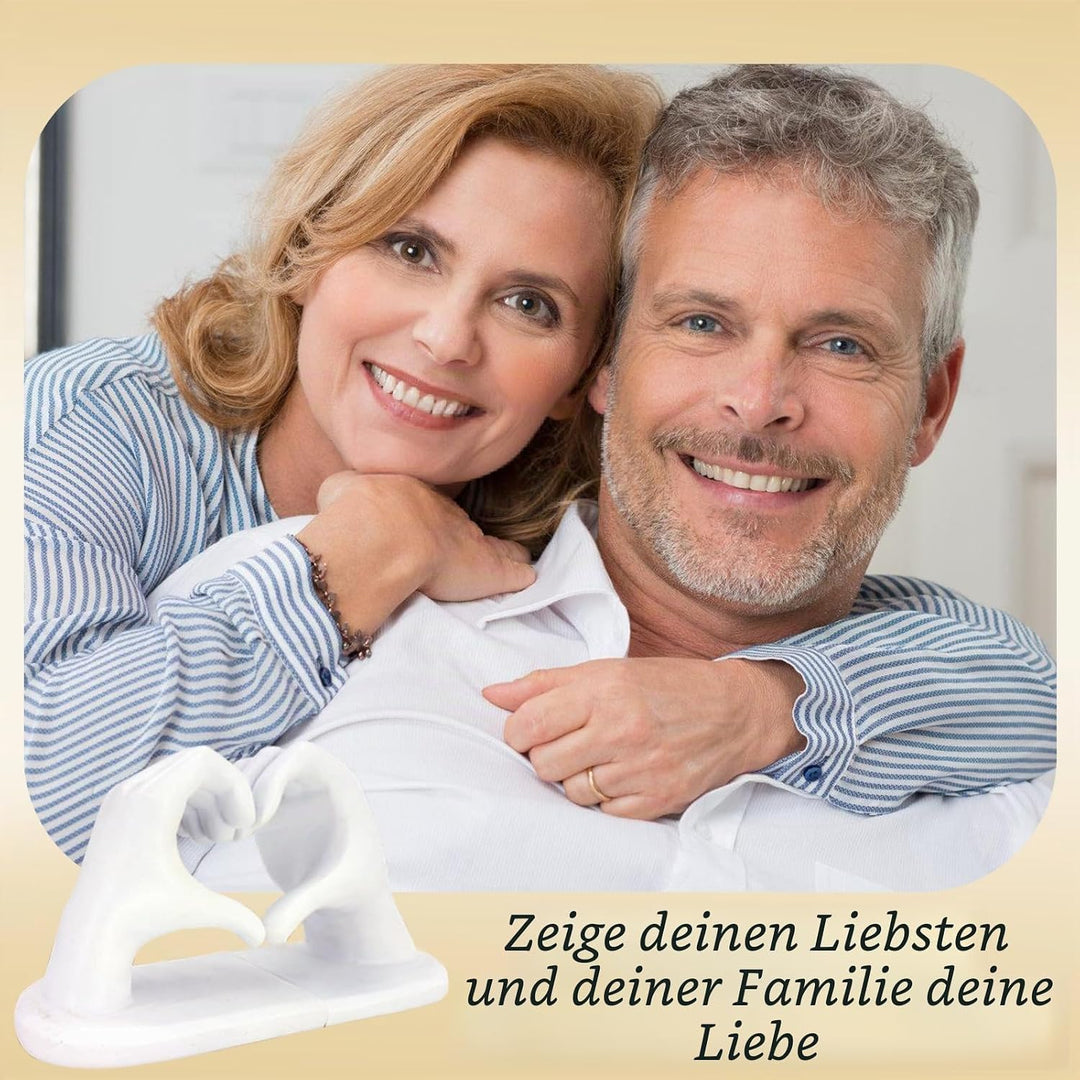 Weisse Buchstützen Set aus Resin - Herz & Hände Skulptur als Buchstütze, dekorative Bookends für Büc