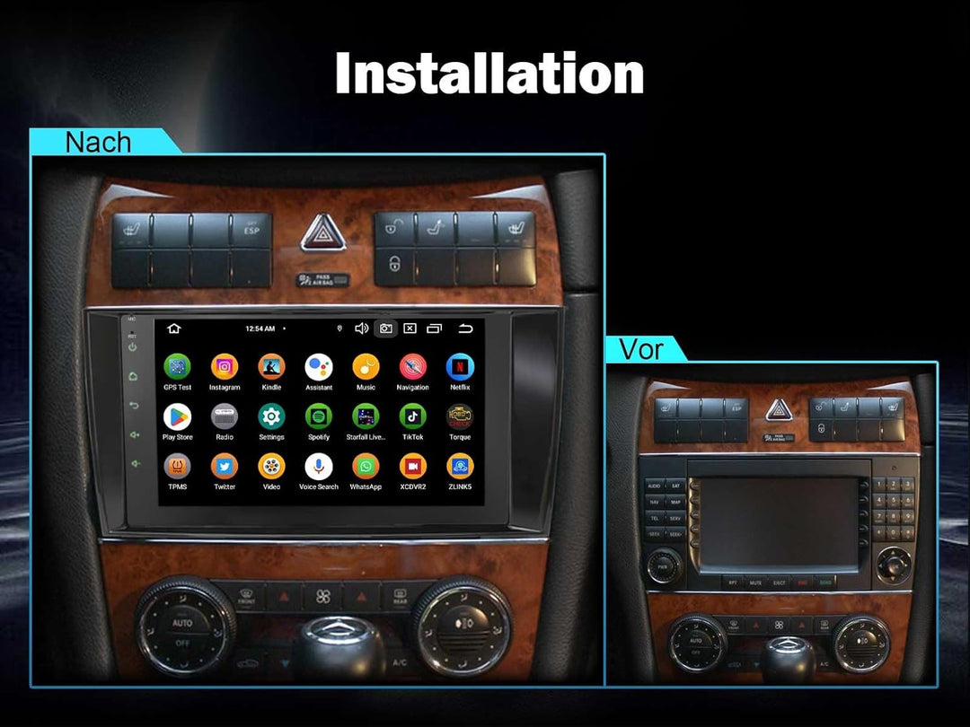 Erisin Android 12.0 8-Kern 4GB RAM+ 64GB ROM 8 Zoll Autoradio Mit GPS Navi für Mercedes Benz CLK-Kla