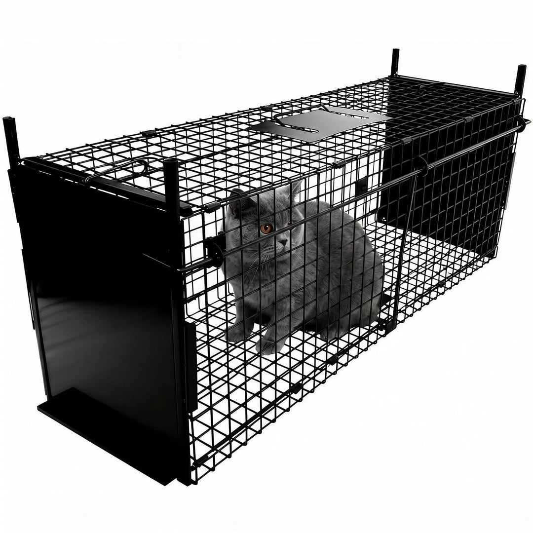 Thealyn Tierkäfig Falle 84 X 33 X 28 cm Doppeltür Tierkäfig Falle Metall Falle Käfig Humane Lebendti