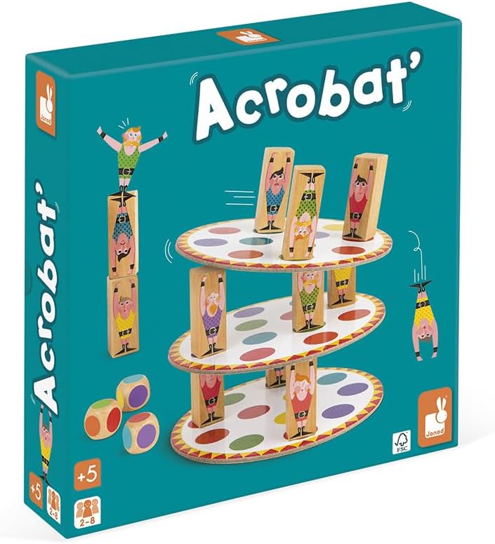 Janod - Acrobat' Geschicklichkeits- und Strategiespiel, Kinderbrettspiel, Konzentration und feinmoto