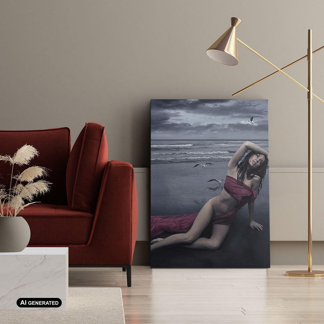 Bilder auf Leinwand 55x100cm Leinwandbild mit Rahmen Modell Möwe Vogel Natur Gross Wanddeko Bild Sch