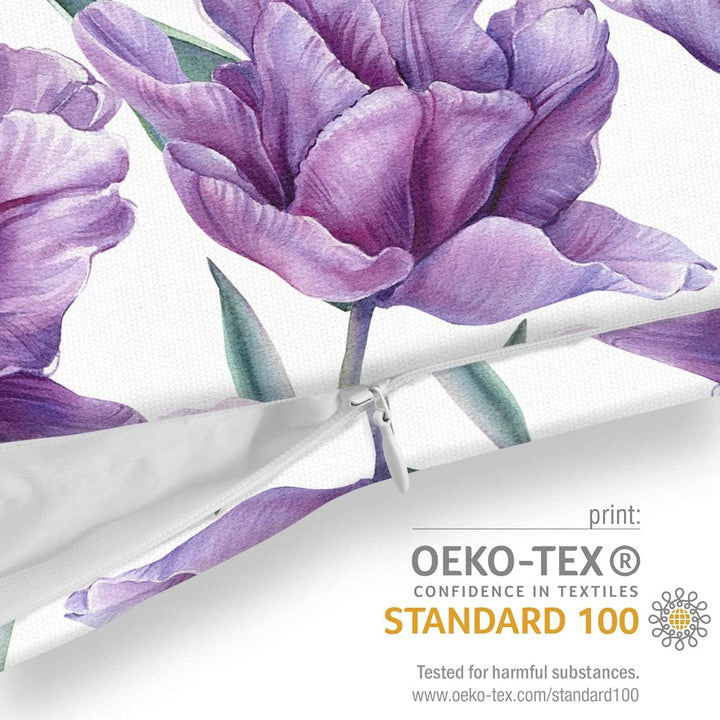 VOID Lila Blumen Blumenmuster 80x80 Kissenhülle Polyester Zierkissen Couchkissen Ostern Osterdeko De