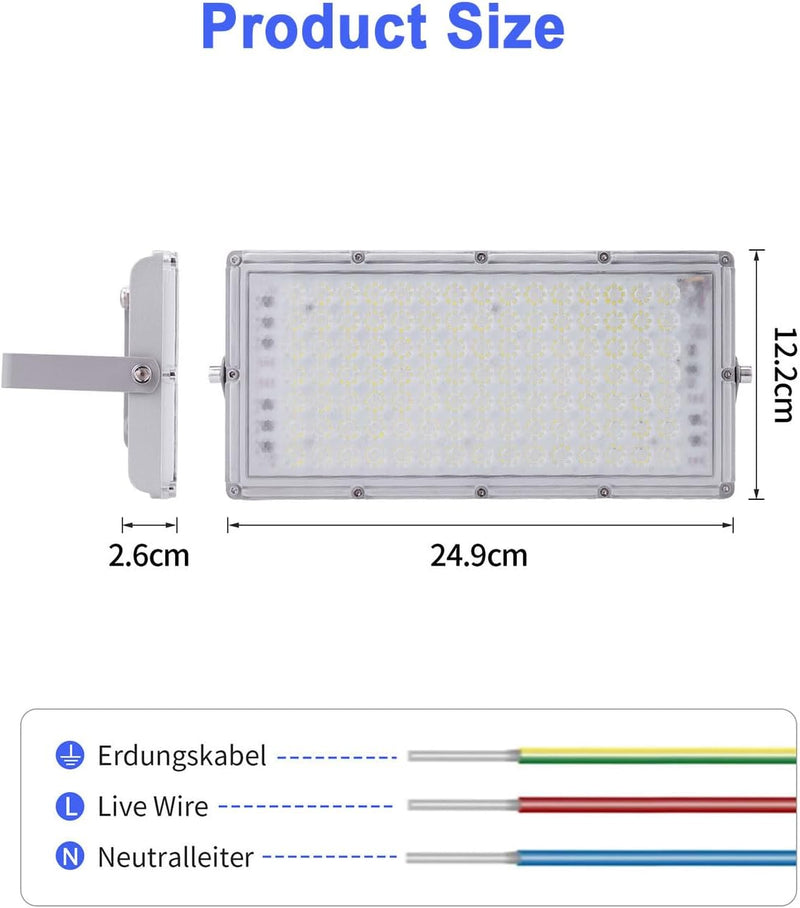 Bellanny LED Strahler 100W Scheinwerfer Fluter Flutlicht - 10Pack 10 Stück 100W Kaltweiss, 10 Stück