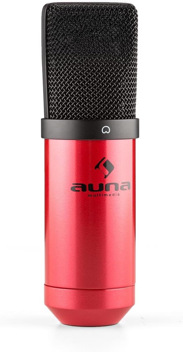 auna MIC-900RD - Mikrofonset V3, Kondensatormikrofon + Mikrofonarm, USB-Mikrofon, rot, Nierencharakt