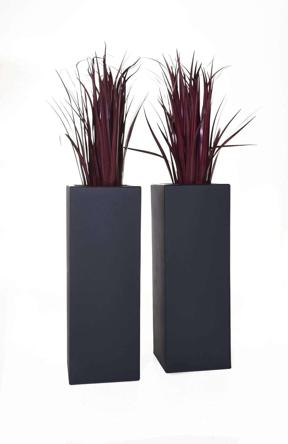 VIVANNO Pflanzkübel Blumenkübel Zink Metall Anthrazit 2er Set Block 80 80x29x29 Anthrazit, 80x29x29