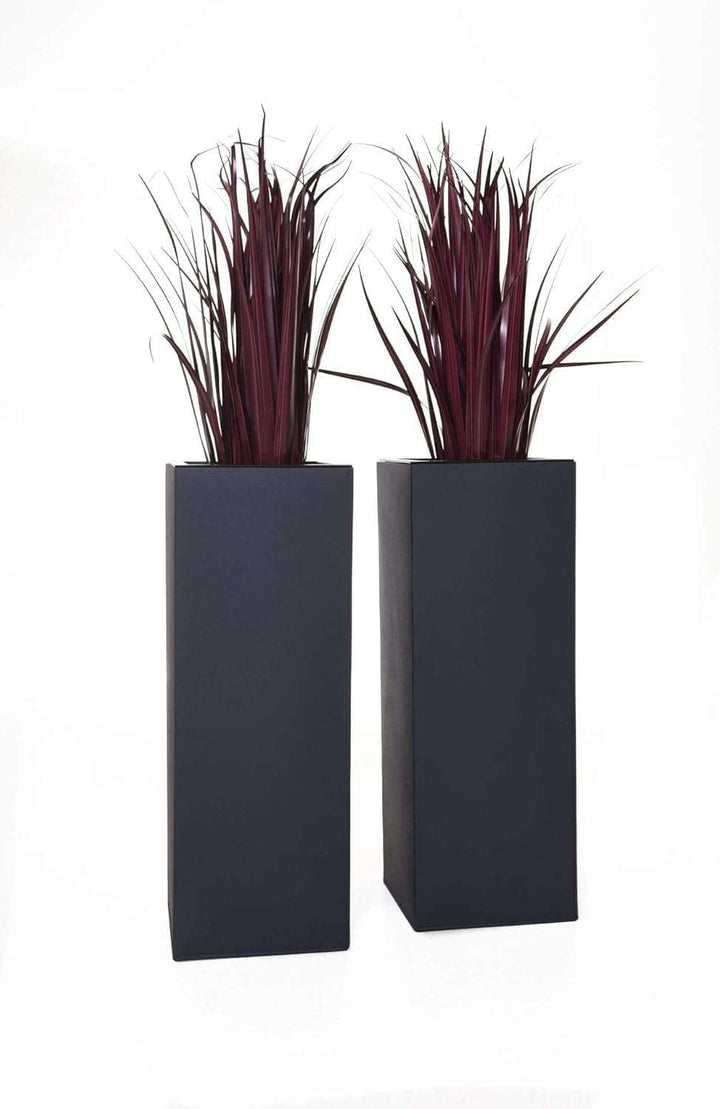 VIVANNO Pflanzkübel Blumenkübel Zink Metall Anthrazit 2er Set Block 80 80x29x29 Anthrazit, 80x29x29