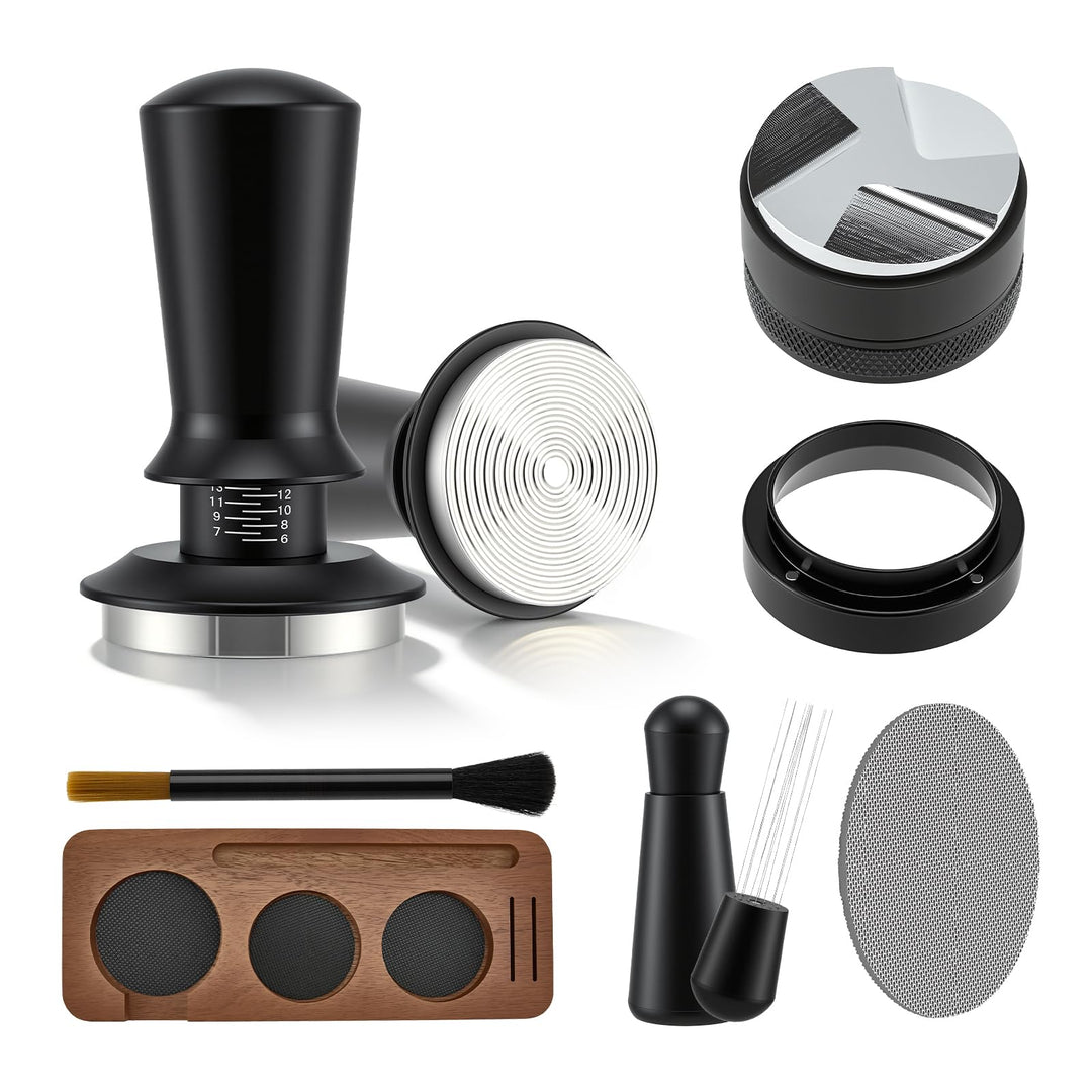 51mm Espresso Tamper 7er Set, Espresso-Tamper-Werkzeuge mit Tamperstation, Distributor, WDT Tool, Do
