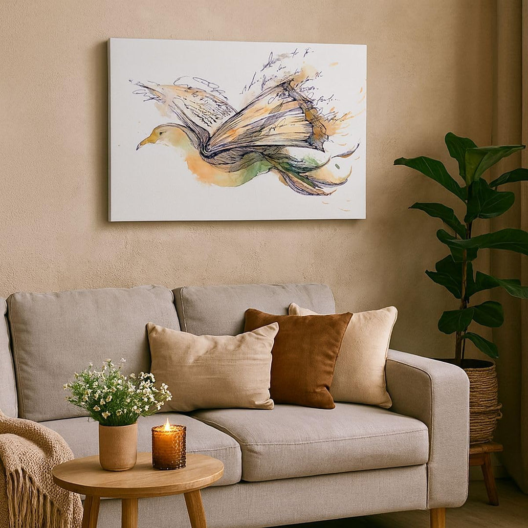 ARTTOR Bilder auf Leinwand 100x70cm Leinwandbild Vogel Fantasie Konzept Gross Wanddeko Bild Schlafzi