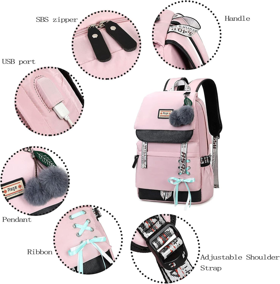 Asge Schulrucksack Mädchen Schulranzen Jungen Schultasche mit Ergonomischem Design Rucksack Campus B