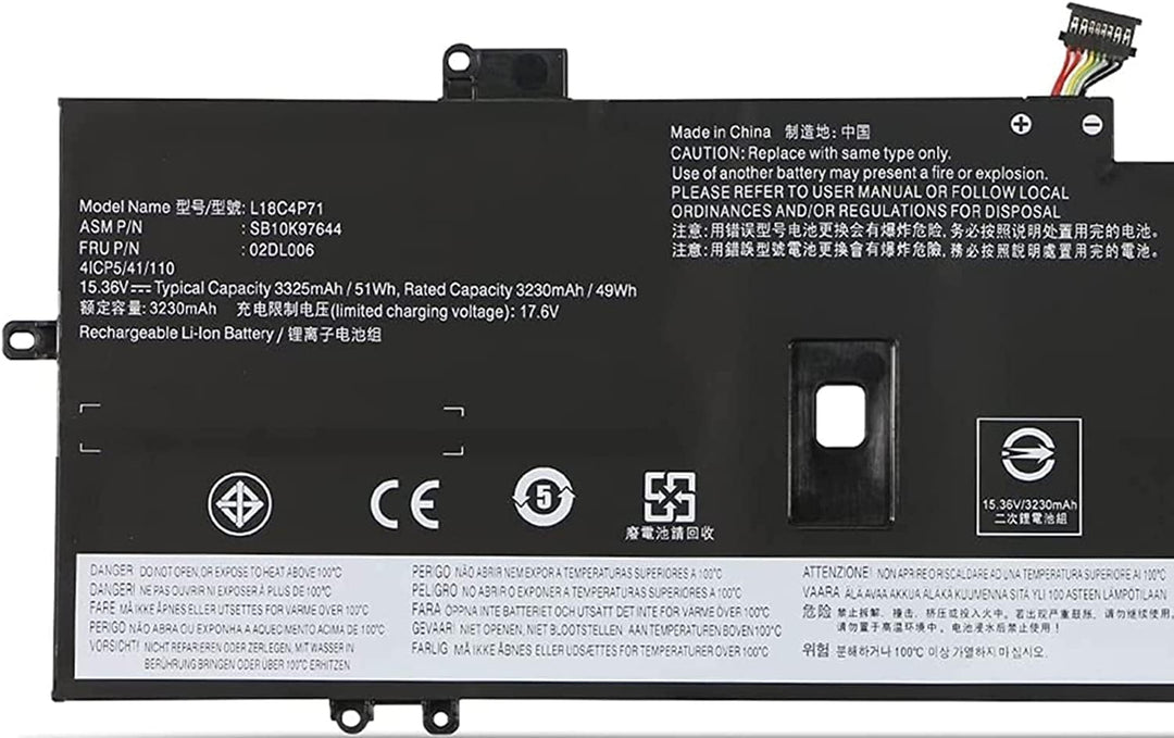 PUGASR L18C4P71 02DL006 Laptop Akku Kompatibel mit Lenovo ThinkPad X1 Yoga 4th 5th Gen ThinkPad X1 C